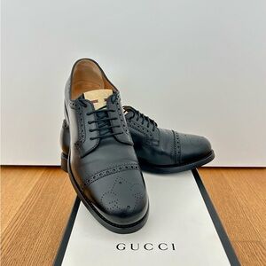 Gucci Men's Black Leather Oxford Shoes